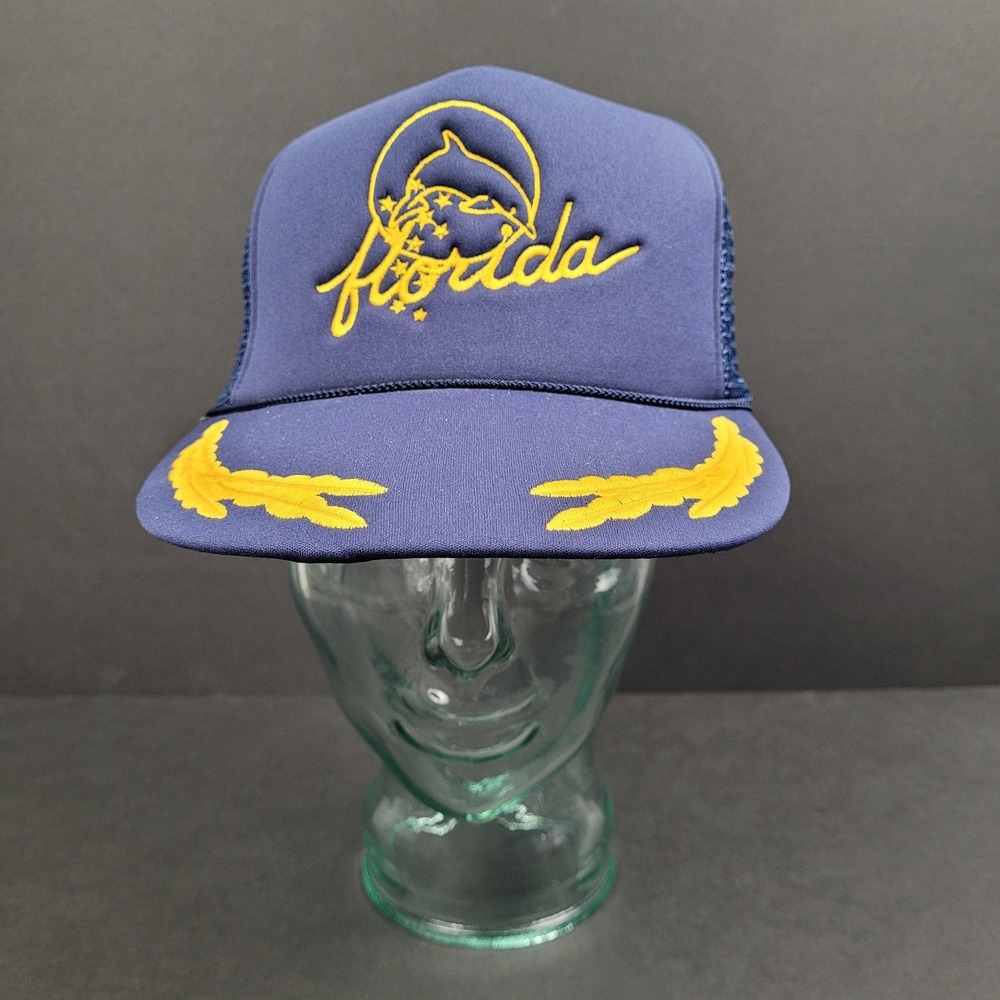 Vintage 1980's Florida Dolphin Mesh Trucker Snap Back Hat